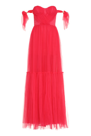 Red Carpet pleated tulle dress-0